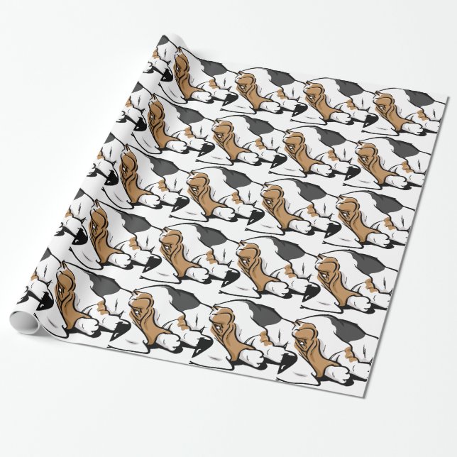 Papel De Presente Cão dos desenhos animados de Basset Hound (Desenrolado)