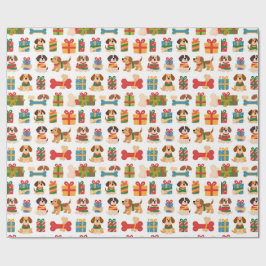 Papel De Presente Cão E Osso Presente Colorido Natal