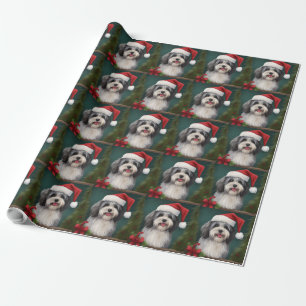 Papel De Presente Cão Havanês na Neve Natal