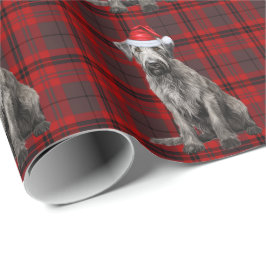 Papel De Presente Cão Irish Wolfhound Natal Plaid Engraçado Férias