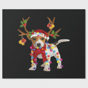 Papel De Presente Cão Jack russell Reindeer Deslumbrante Luz de Nata