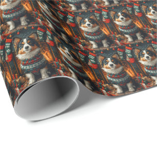 Papel De Presente Cão Lapphund Finlandês com Lareira de Presente de