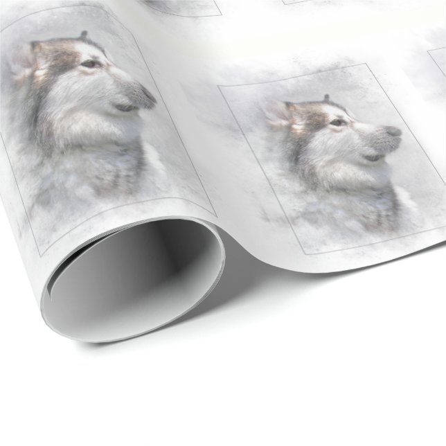 Papel De Presente Cão Malamute do Alasca (Ponta do rolo)