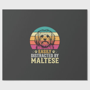 Papel De Presente Cão Maltês Retro Pôr do Sol Distraído