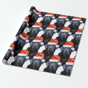 Papel De Presente Cão Papais noeis de Feriado Negro de Natal Labrad
