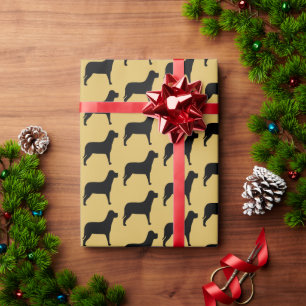 Papel De Presente Cão Preto em Amarelo Enevoado