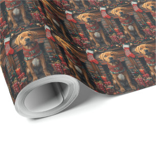 Papel De Presente Cão Rhodesian Ridgeback Com Presentes de Natal