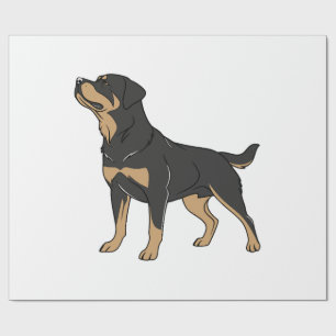 Papel De Presente Cão Rottweiler, Cão Rottweiler em Pé