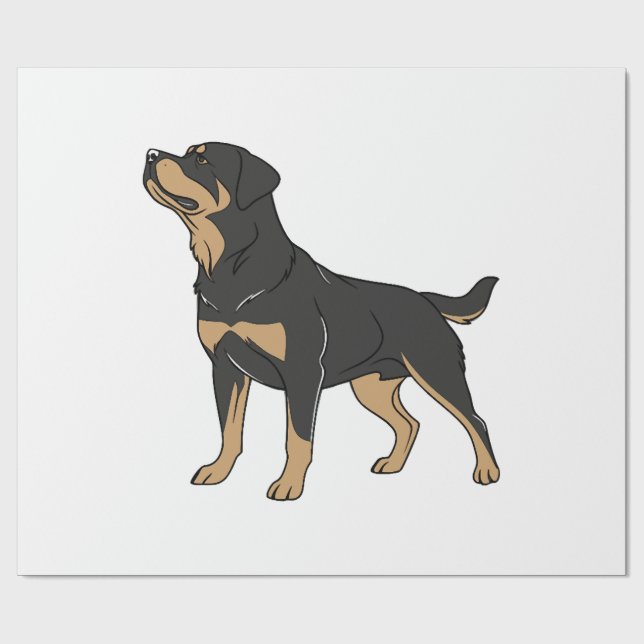 Papel De Presente Cão Rottweiler, Cão Rottweiler em Pé (Aberto)