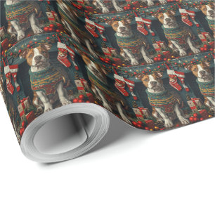 Papel De Presente Cão Staffordshire Americano Com Presentes de Natal