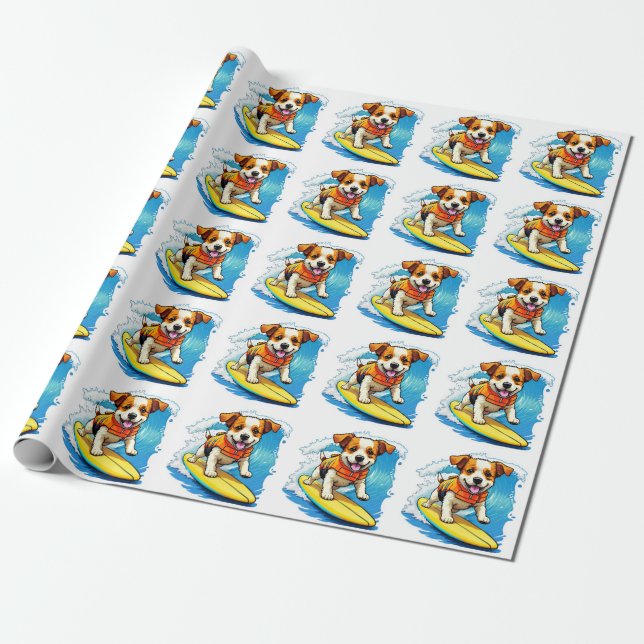 Papel De Presente Cão surfador (Desenrolado)