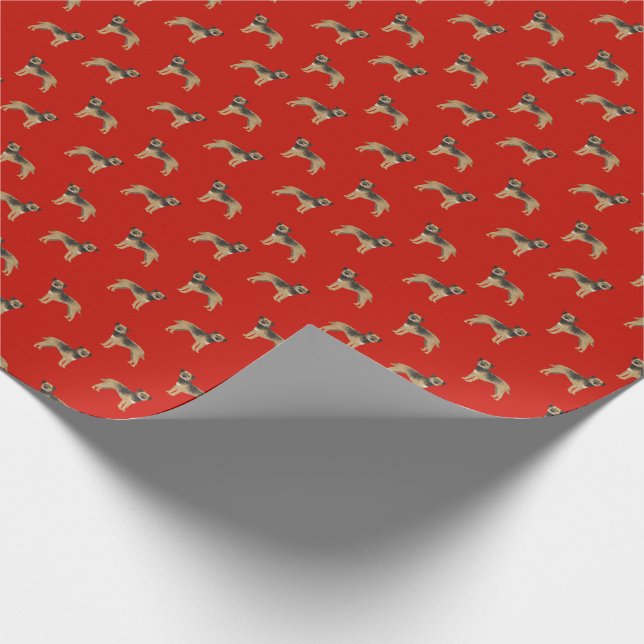 Papel De Presente Cão Vermelho de Natal na Fronteira (Ponta)