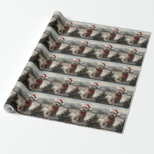 Papel De Presente Cão Yorkipoo na Neve Natal