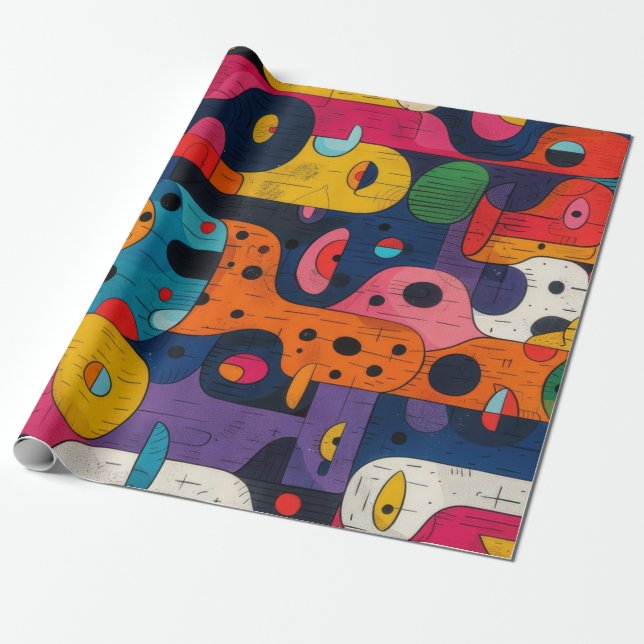 Papel De Presente Caos Colorido  (Desenrolado)