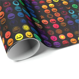 Papel De Presente Caos de Emoji Amaldiçoado - Rostos de Horror Neon