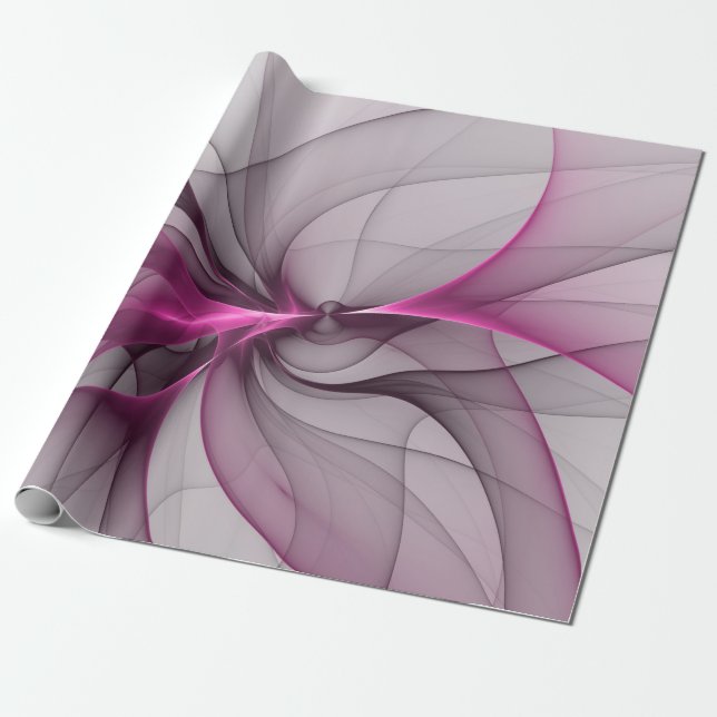 Papel De Presente Caos Elegante Arte Fractal Abstrata Moderna Rosa (Desenrolado)