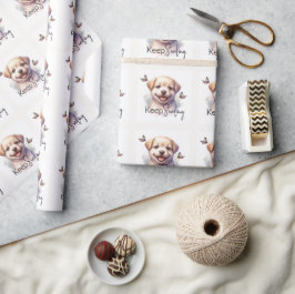 Papel De Presente Cãozinho Bonito Continue Sorrindo Personalizado