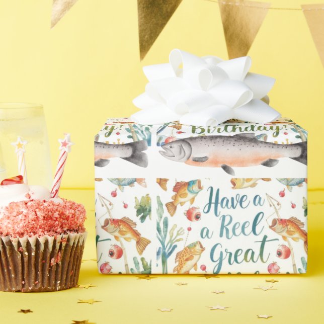 Papel De Presente Capa de Pesca Doméstica de Aniversário (Festa de aniversário)