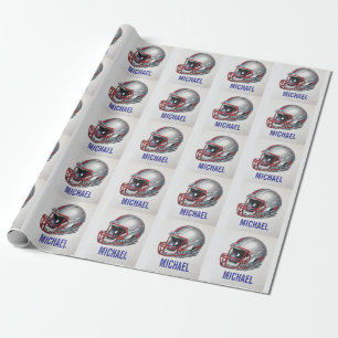 Papel De Presente Capacete de Futebol Motivacional Inspirador Nome