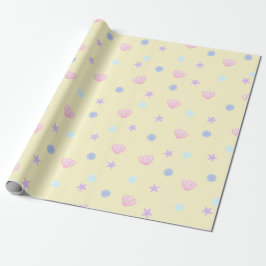 Papel De Presente Capas de focas e pérolas de Pastel em Lemon Chiffo