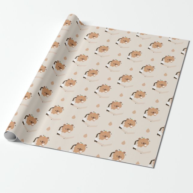 Papel De Presente Capivara Cansada Fofa (Desenrolado)