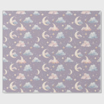 Caprichoso Aquarela Celestial Lua Estrelas Nuvens