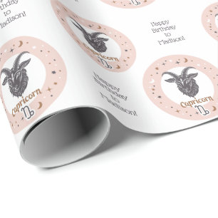 Papel De Presente Capricórnio de Sinal Zodiac de Texto Personalizado
