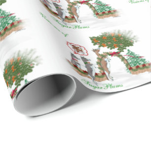 Papel De Presente Caprinos Visões de Natal de Ameixas de Açúcar