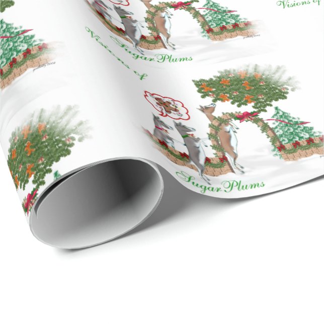 Papel De Presente Caprinos Visões de Natal de Ameixas de Açúcar (Ponta do rolo)