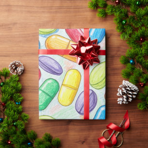 Papel De Presente Cápsula Colorida de Saúde e Farmácia