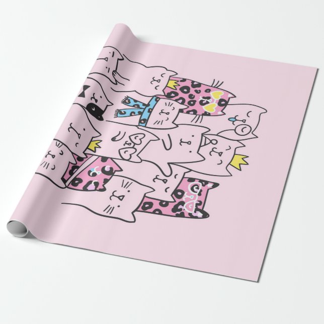 Papel De Presente Captura de Gatinho Gelado | Presente de Gato (Desenrolado)