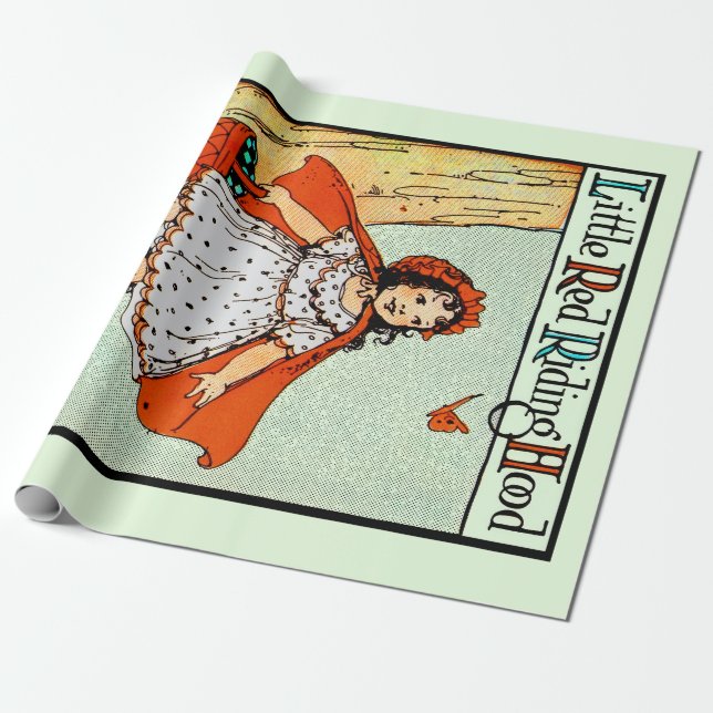 Papel De Presente Capuzinho Vermelho Vintage Fofo (Desenrolado)