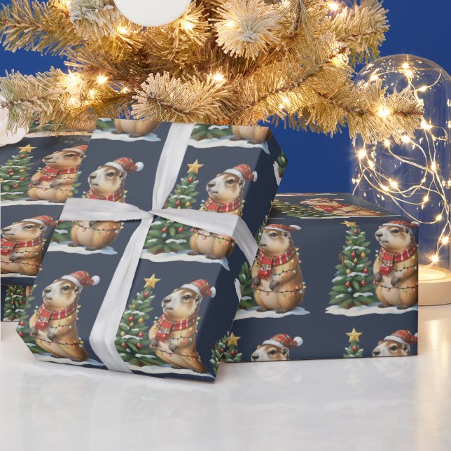 Papel De Presente Capybara Natal Cappy Amante de Animais Xmas (Feriados)