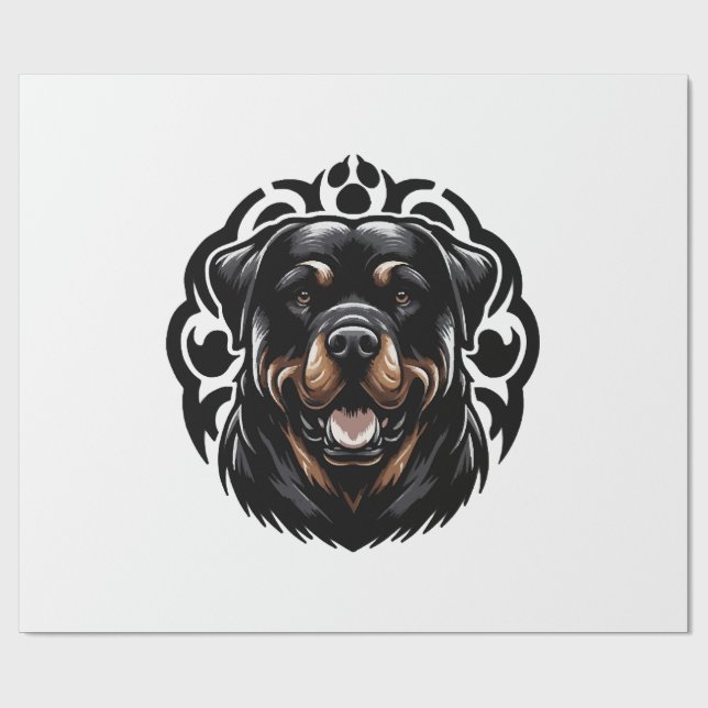 Papel De Presente Cara de Cachorro Rottweiler (Aberto)