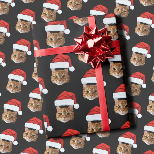 Papel De Presente Cara de Papai Noel de Cat Personalizado (Criador carregado)