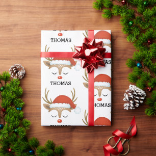 Papel De Presente Cara de Rebelde de Natal de Garoto Bonito Personal