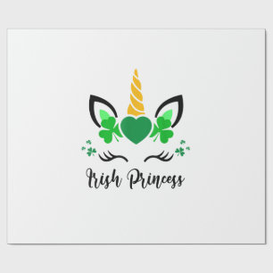 Papel De Presente Cara de Unicórnio Fofo Trevo Princesa Irlandesa St