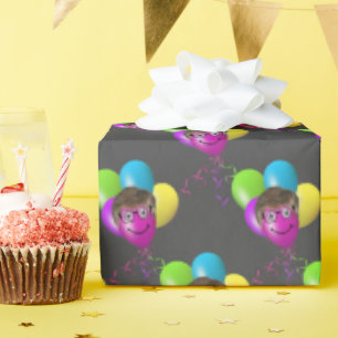 Papel De Presente Cara do Homem no Balão de Aniversário