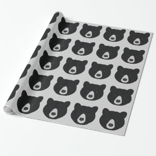 Papel De Presente Cara do urso preto