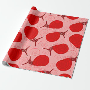 Papel De Presente caracóis abstrato espiral ponto vermelho-rosa verm