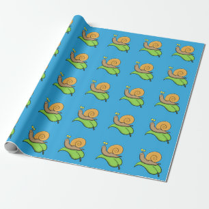 Papel De Presente Caracol bonito e feliz numa ilustração de desenho 
