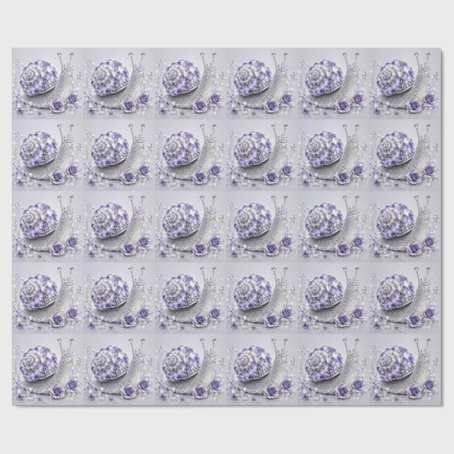 Papel De Presente Caracol de Cristal Roxo Prata (Aberto)