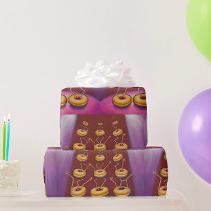 Papel De Presente Caracteres de Noz Esbranquiçada de Dança rosquinha