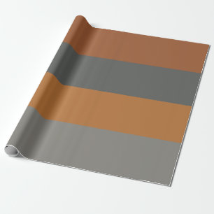 Papel De Presente Caramelo de cobre e tiras de Cinza