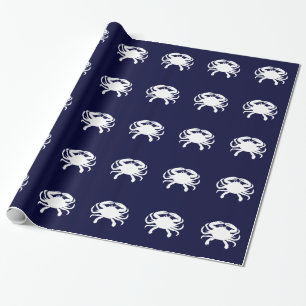 Papel De Presente Caranguejo em Forma Azul e Branco