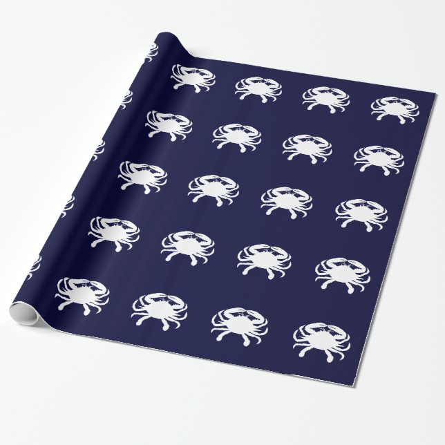 Papel De Presente Caranguejo em Forma Azul e Branco (Desenrolado)