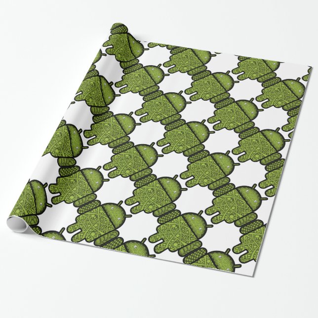 Papel De Presente Caráter de porta de bolhas para o robô Android™ (Desenrolado)