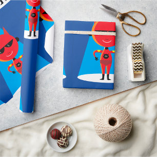 Papel De Presente Caráter super-herói do diabo Vermelho e Azul negro