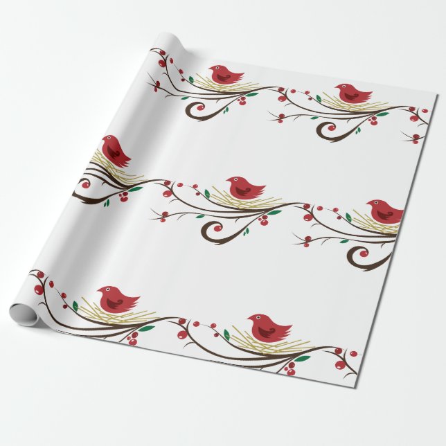 Papel De Presente Cardeal de Natal (Desenrolado)