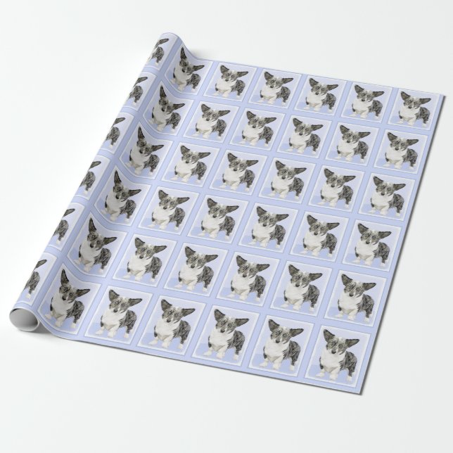 Papel De Presente Cardigan Welsh Corgi - Pintura Original para Cacho (Desenrolado)